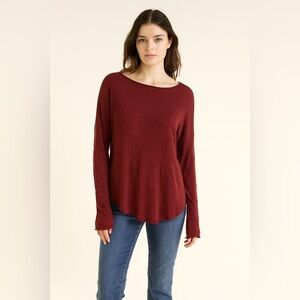 Brandy Melville Burgundy Knit Long Sleeve Top - Small